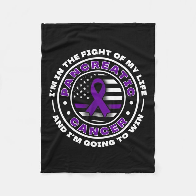 USA flagga med Lila Rosett band för pankreascancer Fleecefilt (Framsidan)