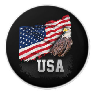 USA flagga med örnen 4th Juli Knopp