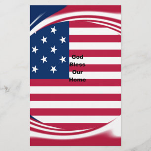 USA flagga med Välsigna dig vår textteckendesign f