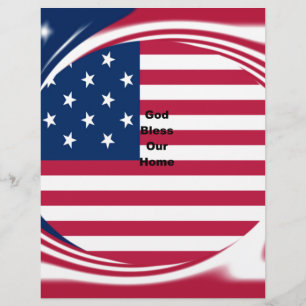 USA flagga med Välsigna dig vår textteckendesign f