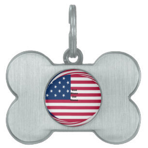 USA flagga med Välsigna dig vår textteckendesign f ID-bricka Husdjur