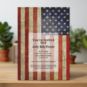 USA flagga med vintagen Party Inbjudningar