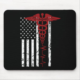 USA flagga Medicinska symbolen Black Patriotic Cad Musmatta