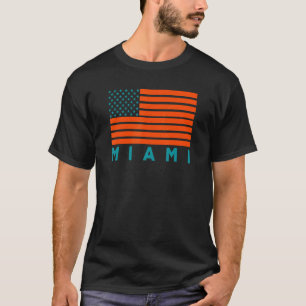 USA flagga Miami OrangeTeal-GreenBlue Miami FL Ame T Shirt