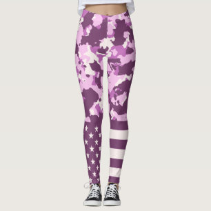 USA flagga militära Rosa Camo Leggings