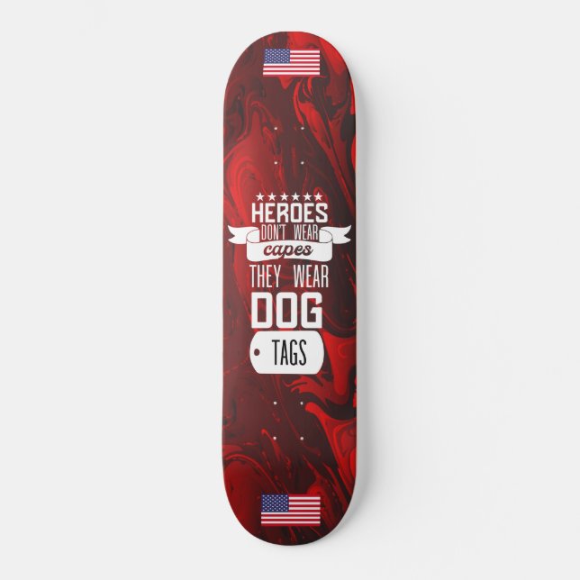 USA flagga militärhjältar Bära inte Hundbrickor Mini Skateboard Bräda 18,5 Cm (Framsida)