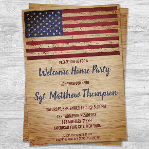 USA flagga militärsoldat Homecoming Party Inbjudningar