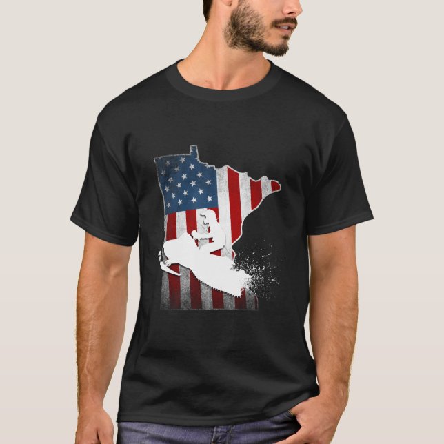 USA flagga Minnesota Snowmobil T Shirt (Framsida)