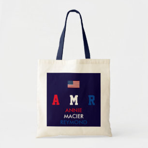 USA flagga monogram personlig initialer/namn Tygkasse
