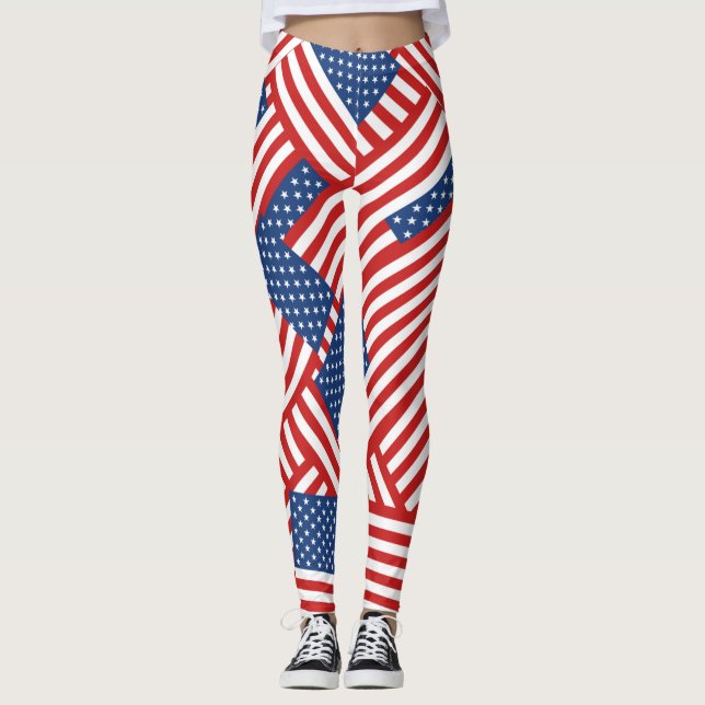 USA flagga Mönster Leggings (Framsida)