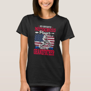 USA flagga Motocross Player kallar mig morfar 4:e T Shirt