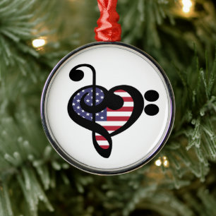 USA flagga Music Heart - American Pride Musician Julgransprydnad Metall