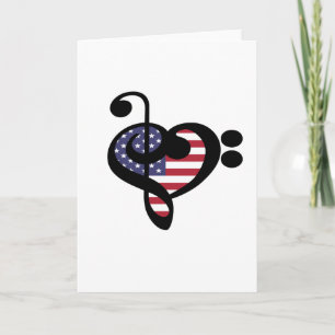 USA flagga Music Heart - American Pride Musician Kort