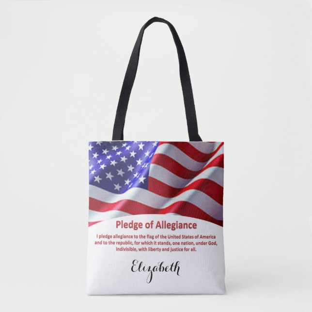 USA flagga och Allegiance Tote med Namn Tygkasse (Framsida)