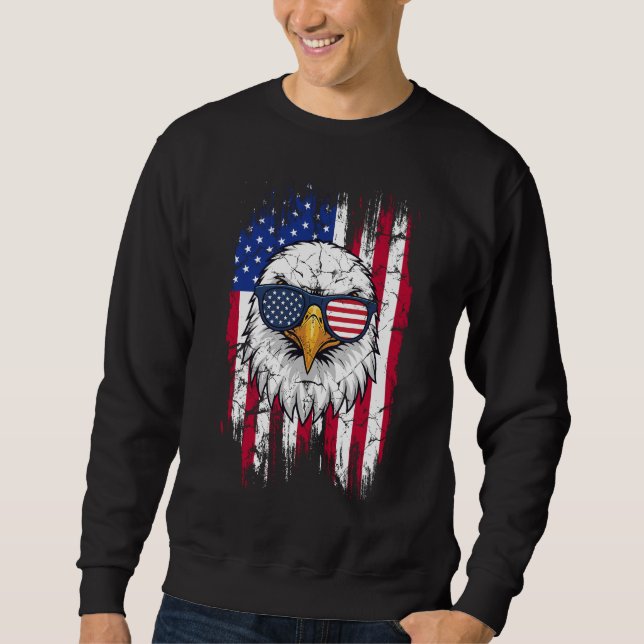 USA Flagga Och Amerikansk Vit Örn Sweatshirt  (Framsida)