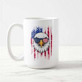 USA Flagga Och Amerikansk Vitkronad Örn Grunge Kaffemugg