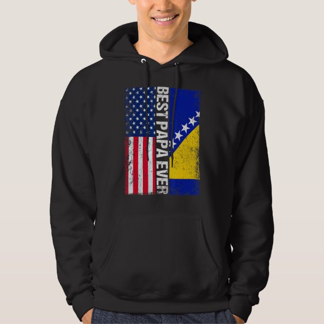 USA flagga och Bosnien och Hercegovina Flagga bäst Hoodie (Framsida)