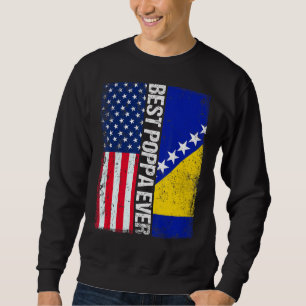 USA flagga och Bosnien och Hercegovina Flagga Best Lång Ärmad Tröja