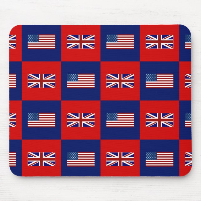 USA flagga och Förenade kungariket Flagga Mönster Musmatta (Framsidan)