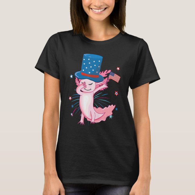 USA flagga och Hat Axolotl-utrustning för Oberoend T Shirt (Framsida)