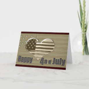 USA flagga och hjärta i lycklig 4 juli Kort