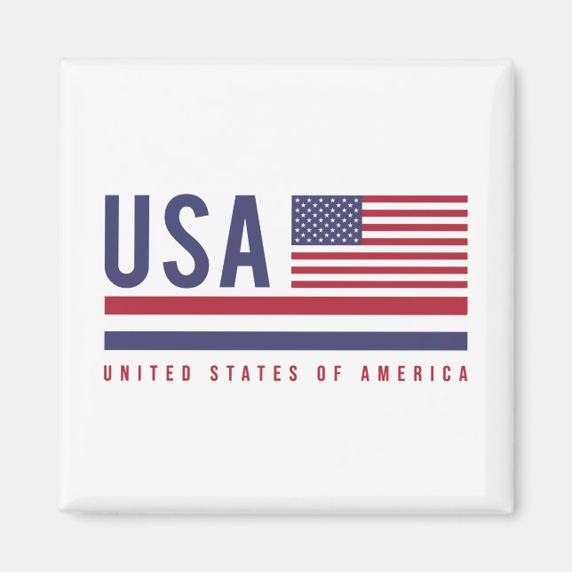 USA flagga och ISO-kod Alfa-3-design Magnet (Framsidan)