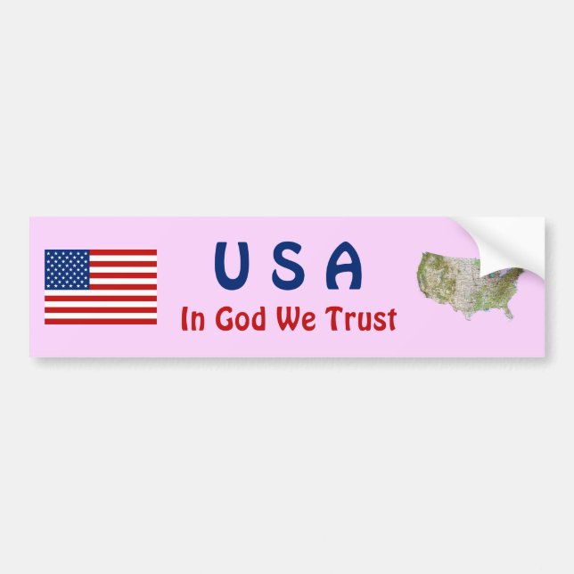 USA Flagga och Karta Bumperdekal Bildekal (Framsidan)