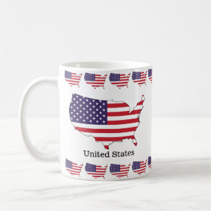 USA Flagga och Karta Souvenir Design Kaffemugg