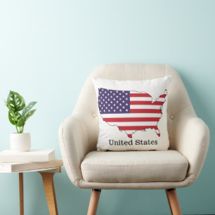 USA Flagga och Karta Souvenir Design Kudde