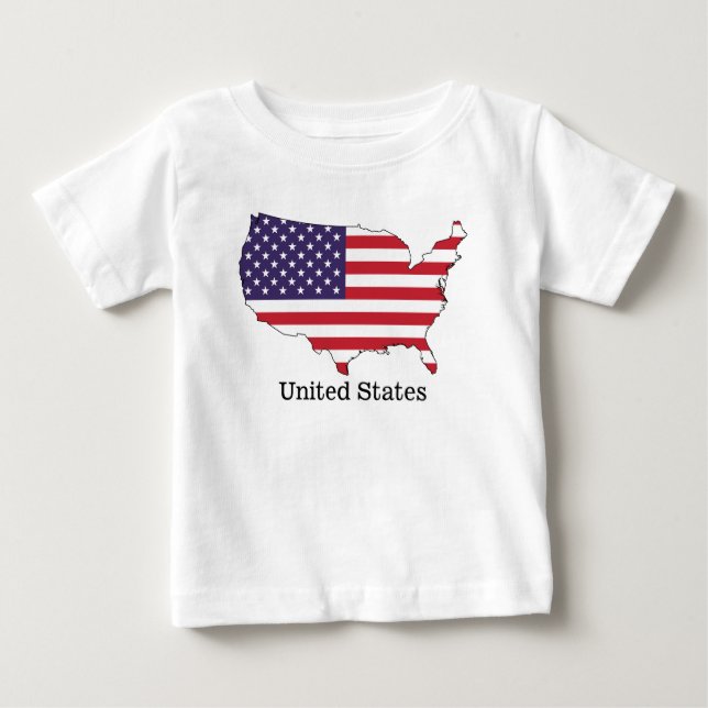 USA flagga och Karta Souvenir Design T Shirt (Framsida)