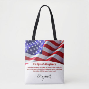 USA flagga och löfte av trohettotot med namn Tygkasse