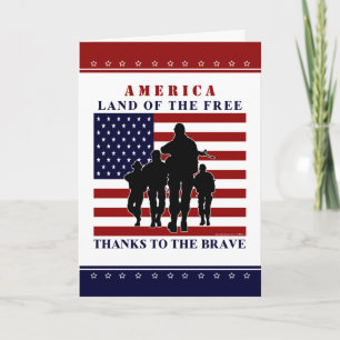 USA flagga och soldat-Lycklig-Independence day-kor Kort