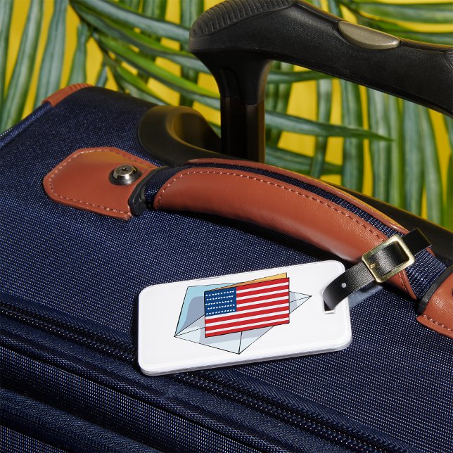 USA flagga på ett kort Bagagebricka (Skapare uppladdad)