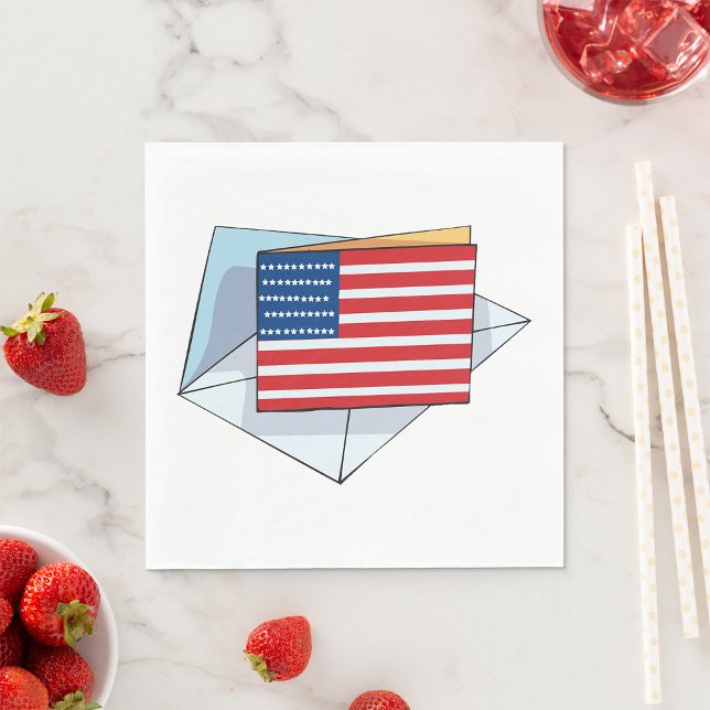 USA flagga på ett kort Pappersservett (Skapare uppladdad)