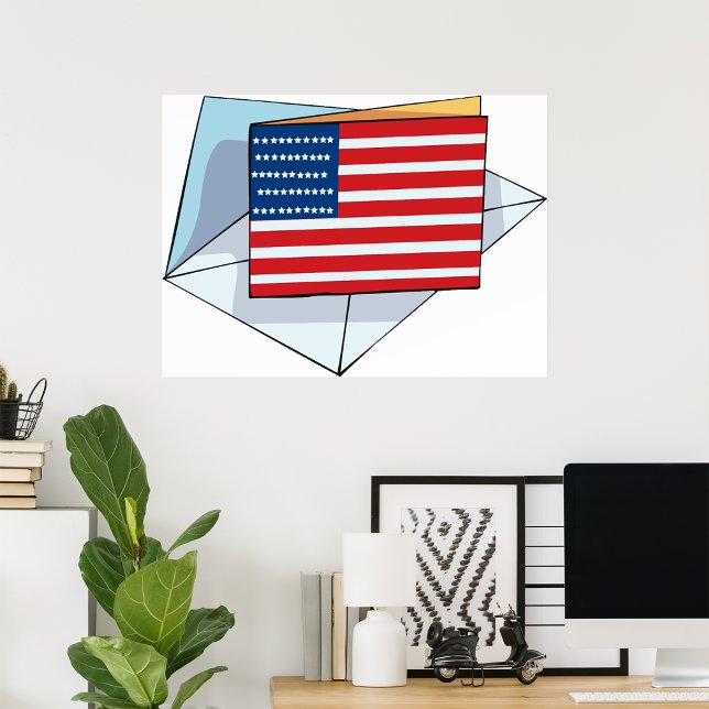 USA flagga på ett kort Poster (Skapare uppladdad)