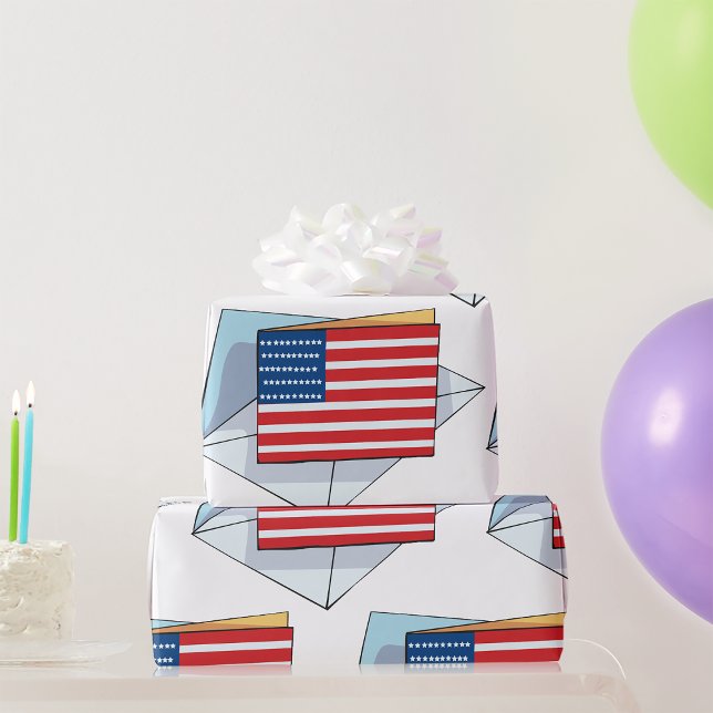 USA flagga på ett kort Presentpapper (Skapare uppladdad)