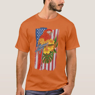 USA flagga Parrot Bird Älskare Parrot Bird America T Shirt