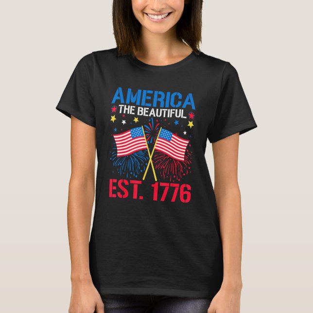 USA flagga Patriotic 4:e juli Amerika 1776 Manar W T Shirt (Framsida)