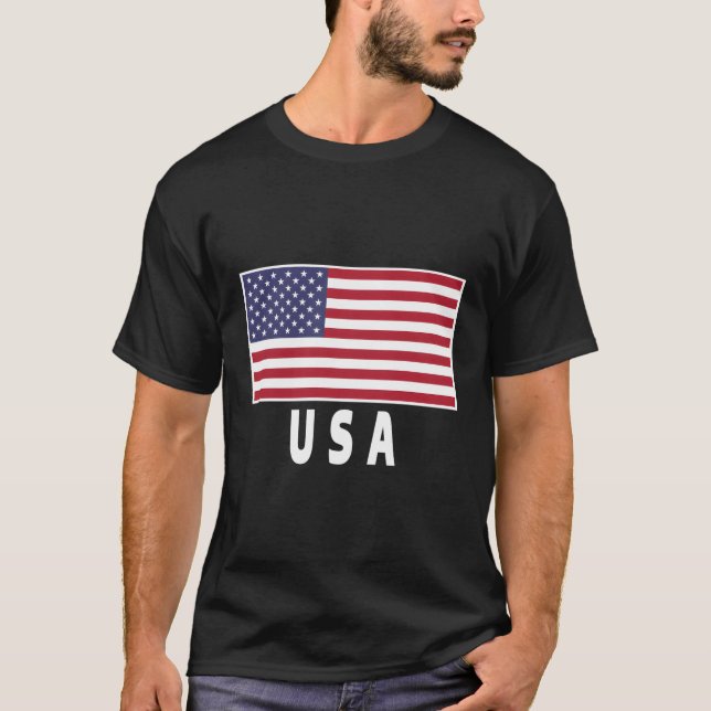 USA flagga Patriotic 4:e juli Amerikanska dagen T Shirt (Framsida)