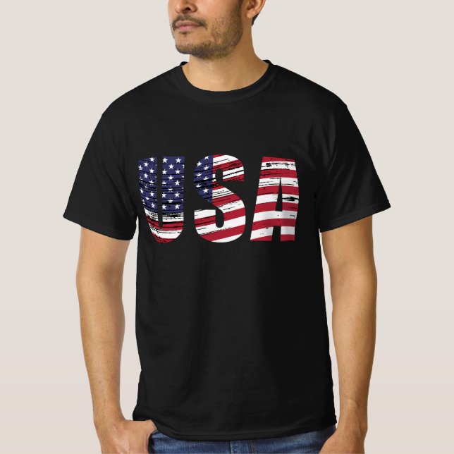USA FLAGGA Patriotic 4 juli T Shirt (Framsida)
