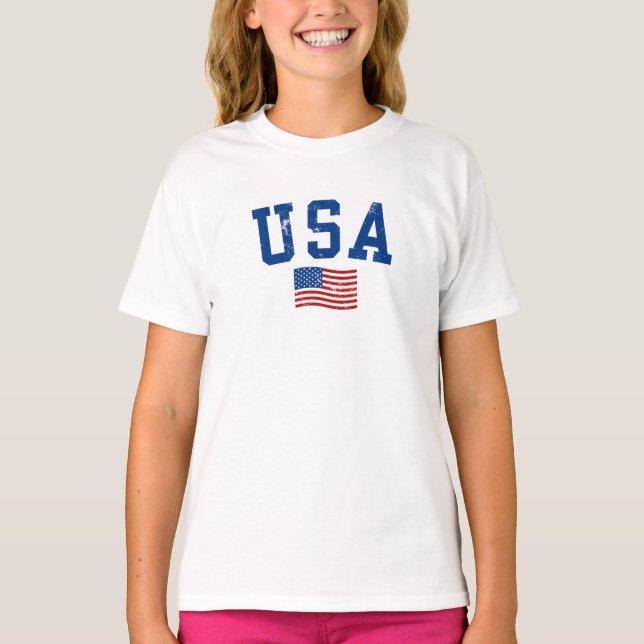 USA flagga Patriotic 4th of july T Shirt (Framsida)