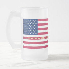 USA flagga Patriotic America Custom Name Monogram Frostat Ölglas