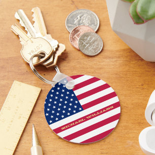 USA flagga Patriotic American 4:e juli Keychain Nyckelring