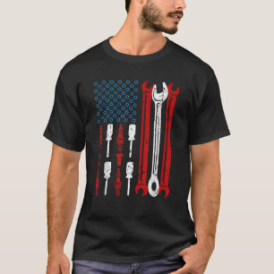 USA flagga Patriotic American Auto Diesel Mechanic T Shirt