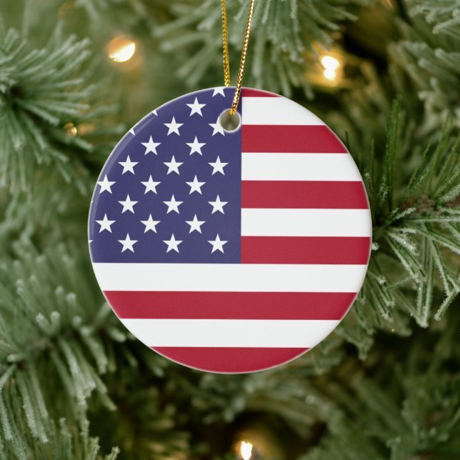 USA flagga Patriotic American Flagga Stars och str Julgransprydnad Keramik (Träd)