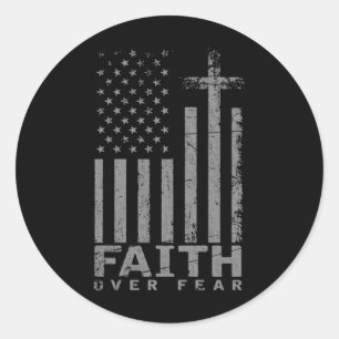 USA flagga Patriotic American Gift Faith Över räds Runt Klistermärke
