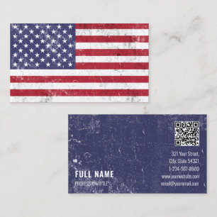 USA flagga Patriotic American Rött vitt blått QR-k Visitkort