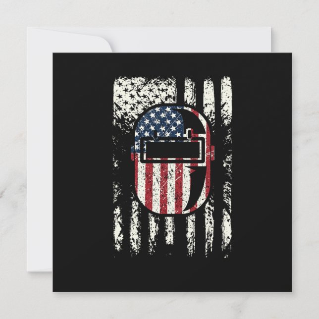 USA flagga Patriotic American Welder Welding Helme Inbjudningar (Framsida)