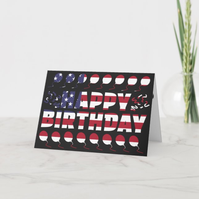 USA flagga Patriotic Birthday Kort (Framsida)