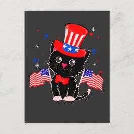 USA flagga Patriotic Black Cat Vykort